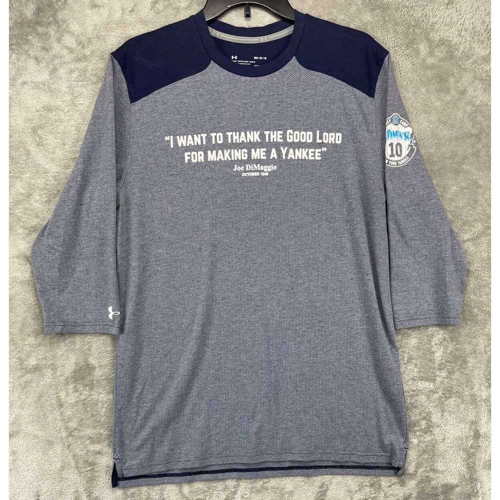 Under Armour Womens Shirt Sz M Gray 3/4 Sleeve Heatgear‎ NY Yankees Fantasy Camp